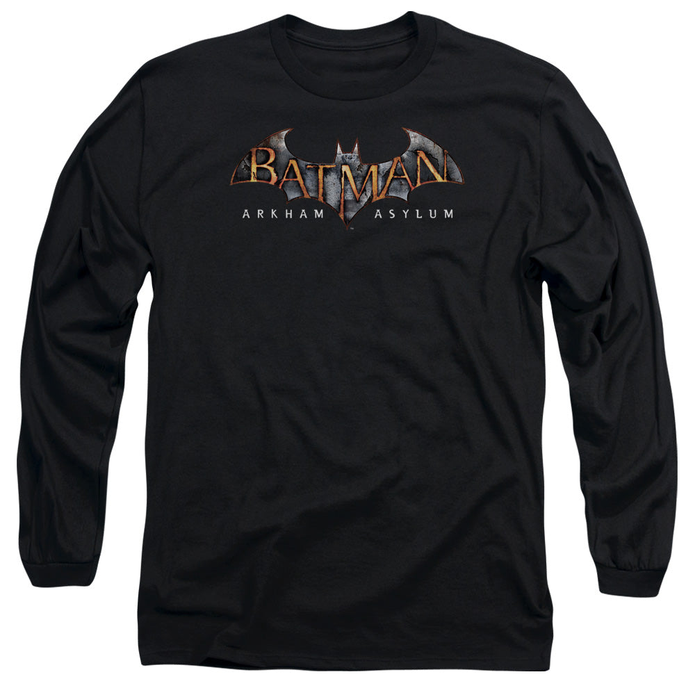AN OFFCIALLY LICENSED BATMAN AA ARKHAM ASYLUM LOGO MEN'S LONG SLEEVE T-SHIRT BLACK