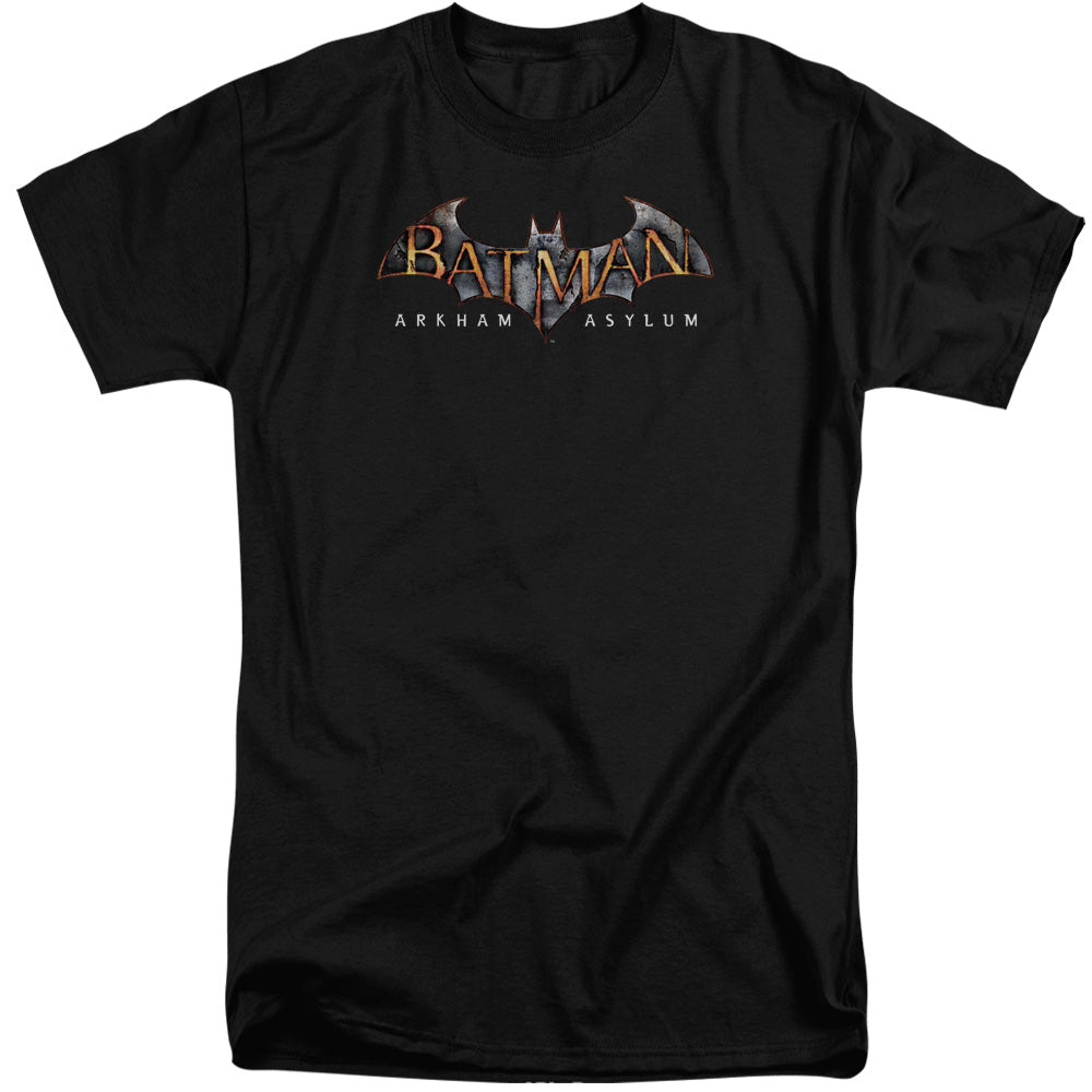 AN OFFCIALLY LICENSED BATMAN AA ARKHAM ASYLUM LOGO MEN'S TALL FIT T-SHIRT BLACK