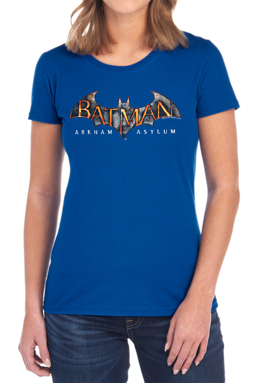 AN OFFCIALLY LICENSED BATMAN AA ARKHAM ASYLUM LOGO WOMEN'S REGULAR FIT T-SHIRT BLACK