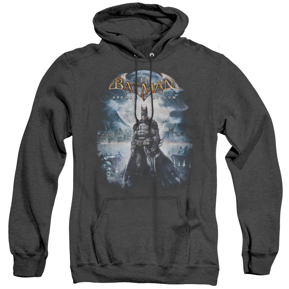 AN OFFCIALLY LICENSED BATMAN AA GAME COVER ADULT UNISEX HEATHER PULLOVER HOODIE BLACK