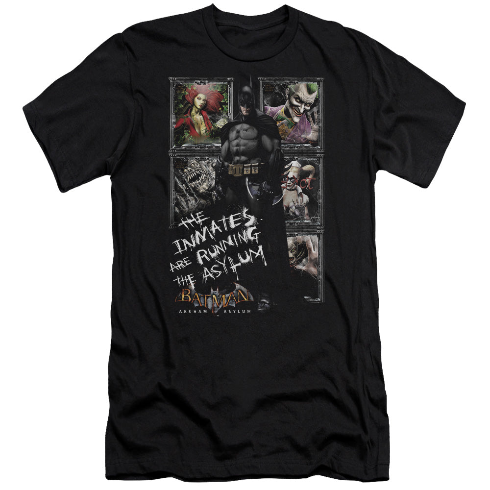 AN OFFCIALLY LICENSED BATMAN AA RUNNING THE ASYLUM MEN'S PREMIUM SLIM FIT T-SHIRT BLACK