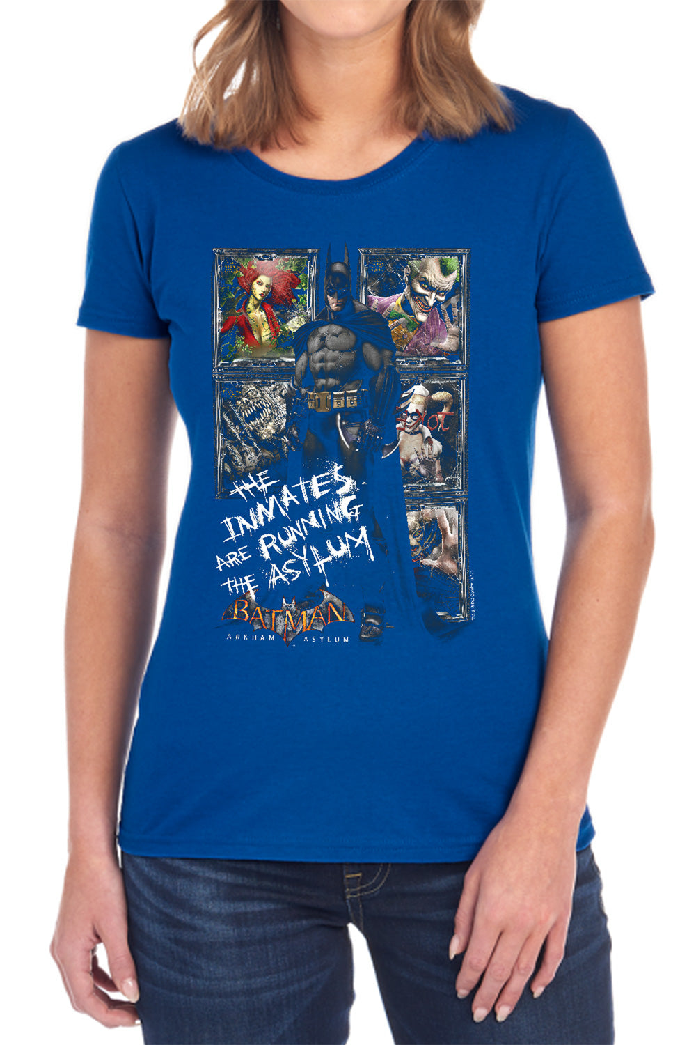 AN OFFCIALLY LICENSED BATMAN AA RUNNING THE ASYLUM WOMEN'S REGULAR FIT T-SHIRT BLACK