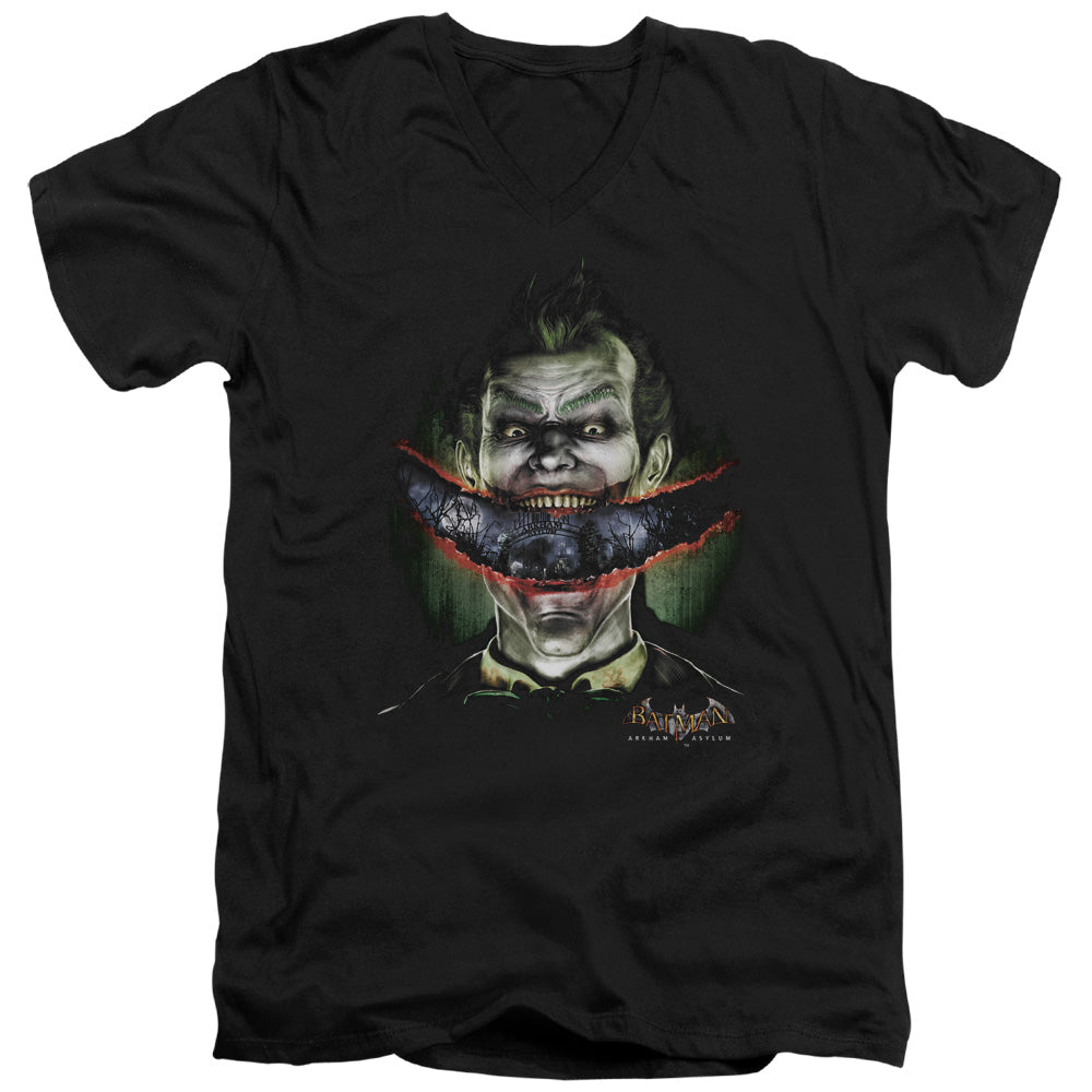 AN OFFCIALLY LICENSED BATMAN AA CRAZY LIPS MEN'S V-NECK T-SHIRT BLACK