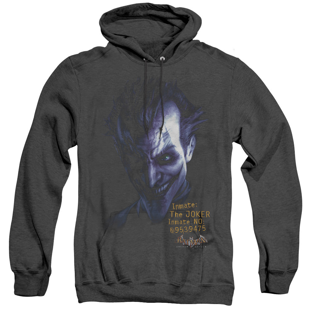 AN OFFCIALLY LICENSED BATMAN AA ARKHAM JOKER ADULT UNISEX HEATHER PULLOVER HOODIE BLACK