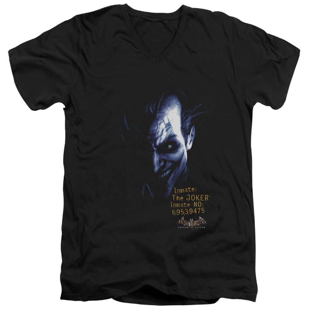 AN OFFCIALLY LICENSED BATMAN AA ARKHAM JOKER MEN'S V-NECK T-SHIRT BLACK