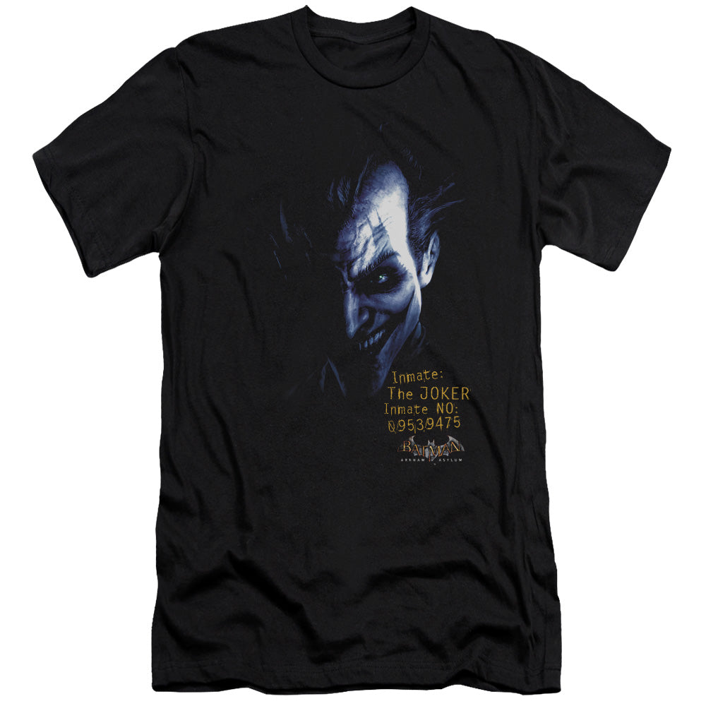 AN OFFCIALLY LICENSED BATMAN AA ARKHAM JOKER MEN'S PREMIUM SLIM FIT T-SHIRT BLACK