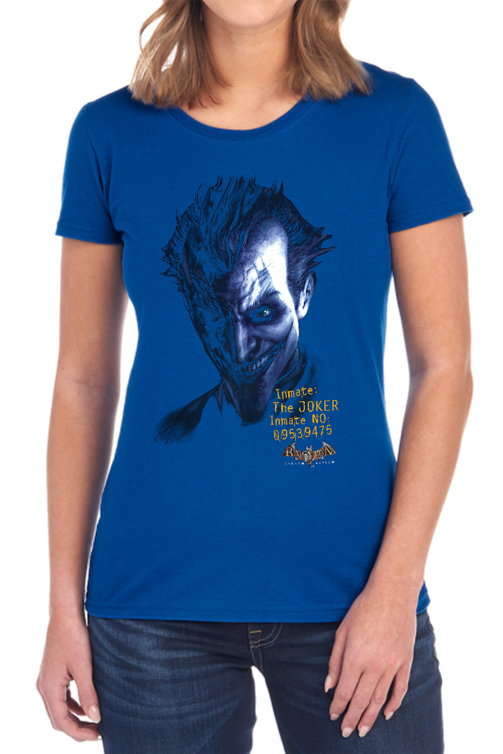 AN OFFCIALLY LICENSED BATMAN AA ARKHAM JOKER WOMEN'S REGULAR FIT T-SHIRT BLACK