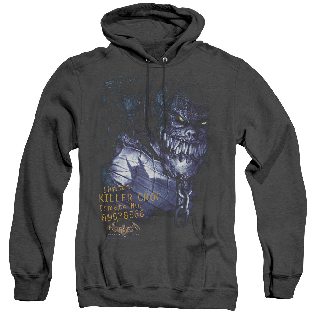 AN OFFCIALLY LICENSED BATMAN AA ARKHAM KILLER CROC ADULT UNISEX HEATHER PULLOVER HOODIE BLACK