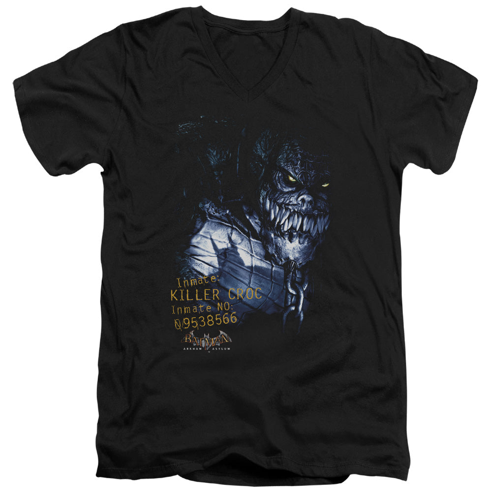 AN OFFCIALLY LICENSED BATMAN AA ARKHAM KILLER CROC MEN'S V-NECK T-SHIRT BLACK