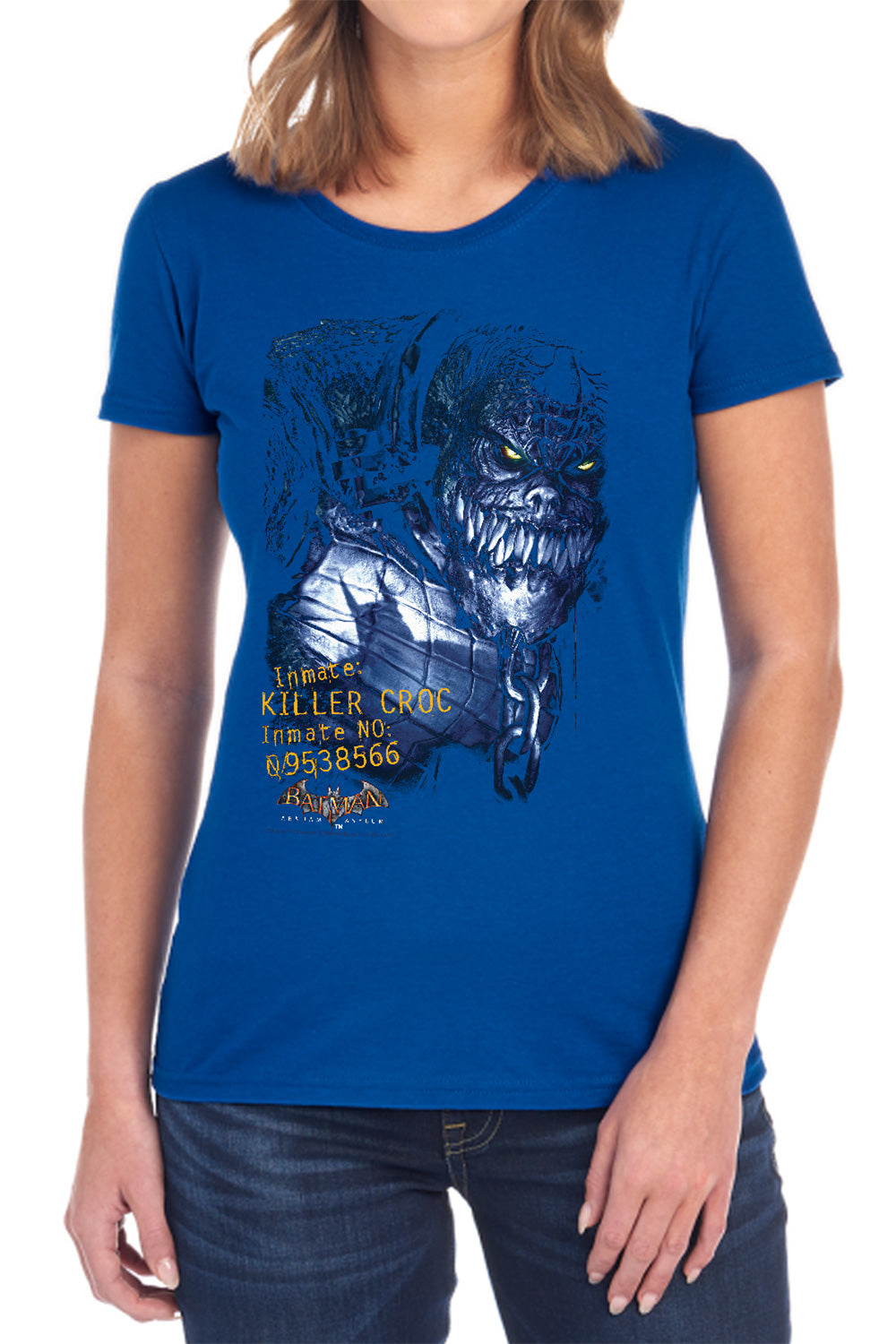 AN OFFCIALLY LICENSED BATMAN AA ARKHAM KILLER CROC WOMEN'S REGULAR FIT T-SHIRT BLACK