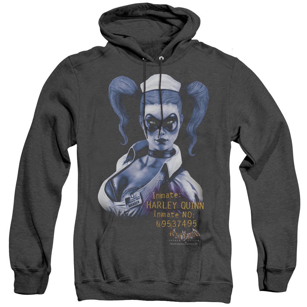 AN OFFCIALLY LICENSED BATMAN AA ARKHAM HARLEY QUINN ADULT UNISEX HEATHER PULLOVER HOODIE BLACK