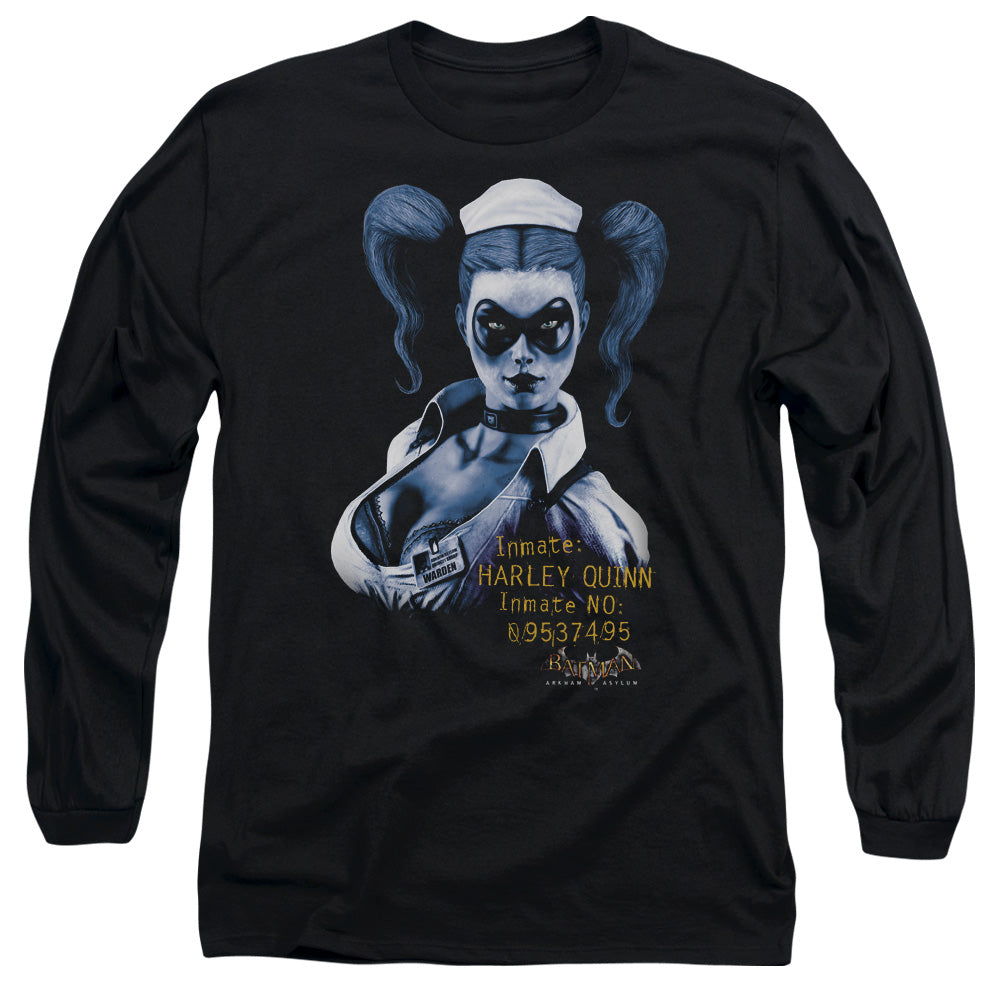 AN OFFCIALLY LICENSED BATMAN AA ARKHAM HARLEY QUINN MEN'S LONG SLEEVE T-SHIRT BLACK