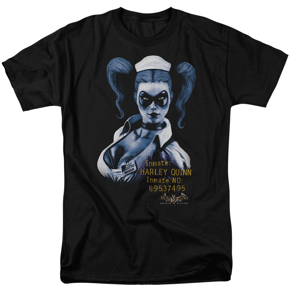 AN OFFCIALLY LICENSED BATMAN AA ARKHAM HARLEY QUINN MEN'S REGULAR FIT T-SHIRT BLACK