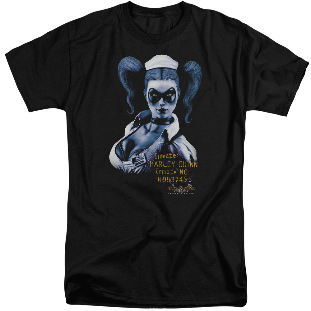 AN OFFCIALLY LICENSED BATMAN AA ARKHAM HARLEY QUINN MEN'S TALL FIT T-SHIRT BLACK