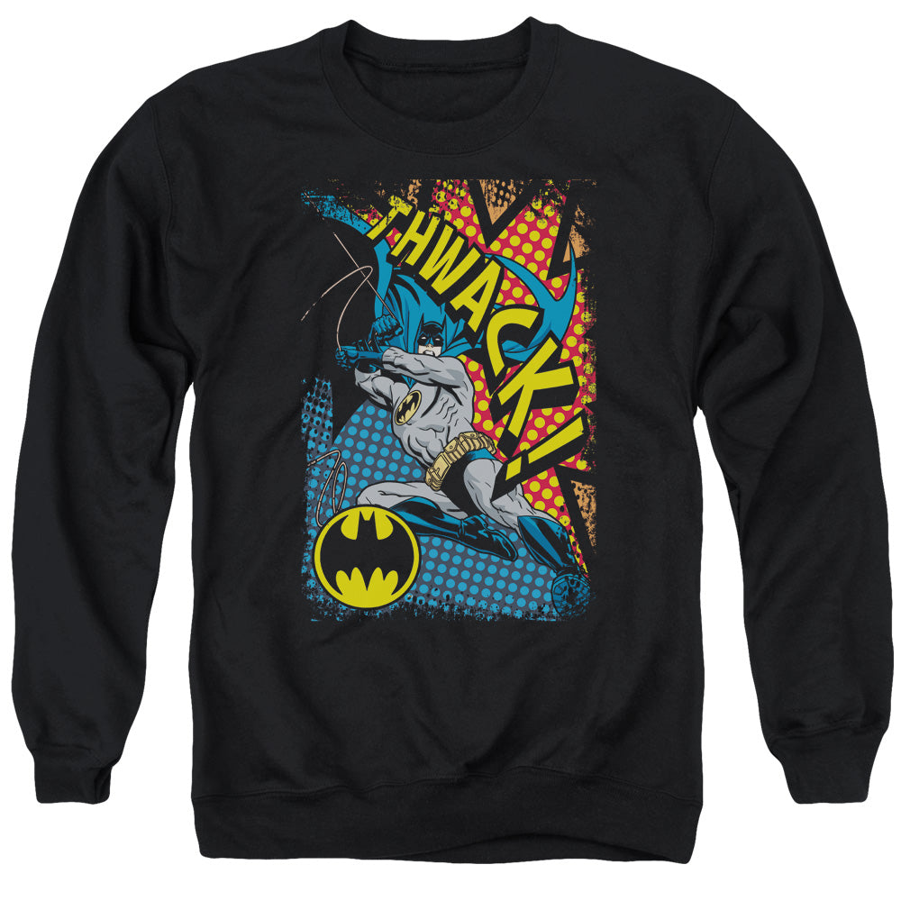 AN OFFCIALLY LICENSED BATMAN THWACK ADULT UNISEX CREWNECK SWEATSHIRT BLACK