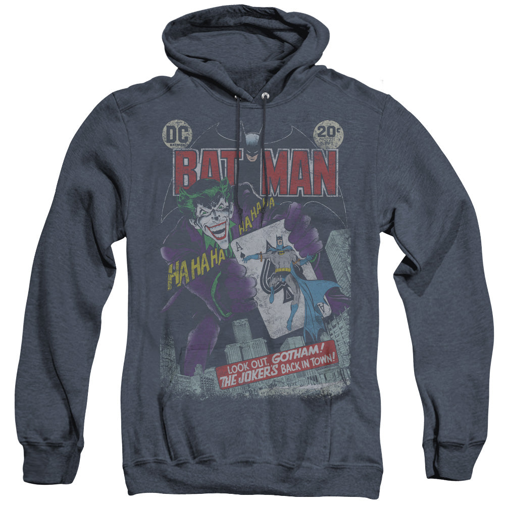 AN OFFCIALLY LICENSED BATMAN #251 DISTRESSED ADULT UNISEX HEATHER PULLOVER HOODIE NAVY