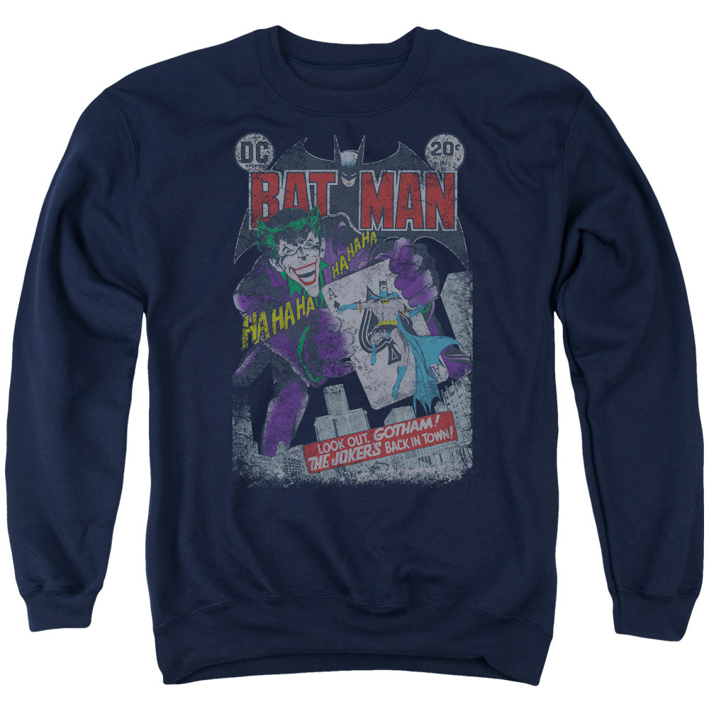 AN OFFCIALLY LICENSED BATMAN #251 DISTRESSED ADULT UNISEX CREWNECK SWEATSHIRT NAVY