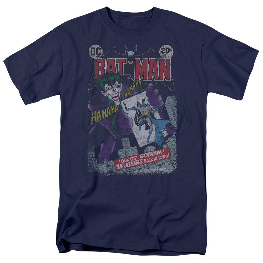 AN OFFCIALLY LICENSED BATMAN #251 DISTRESSED MEN'S REGULAR FIT T-SHIRT NAVY