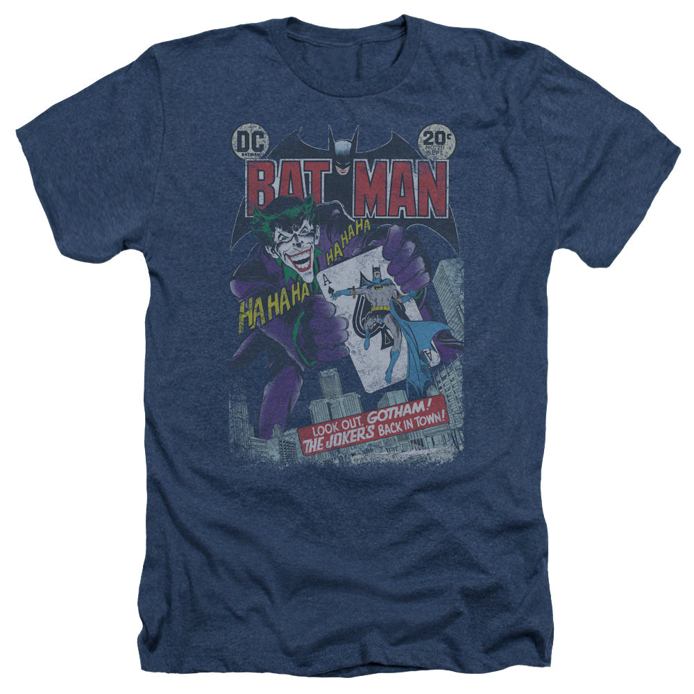 AN OFFCIALLY LICENSED BATMAN #251 DISTRESSED MEN'S HEATHER T-SHIRT NAVY