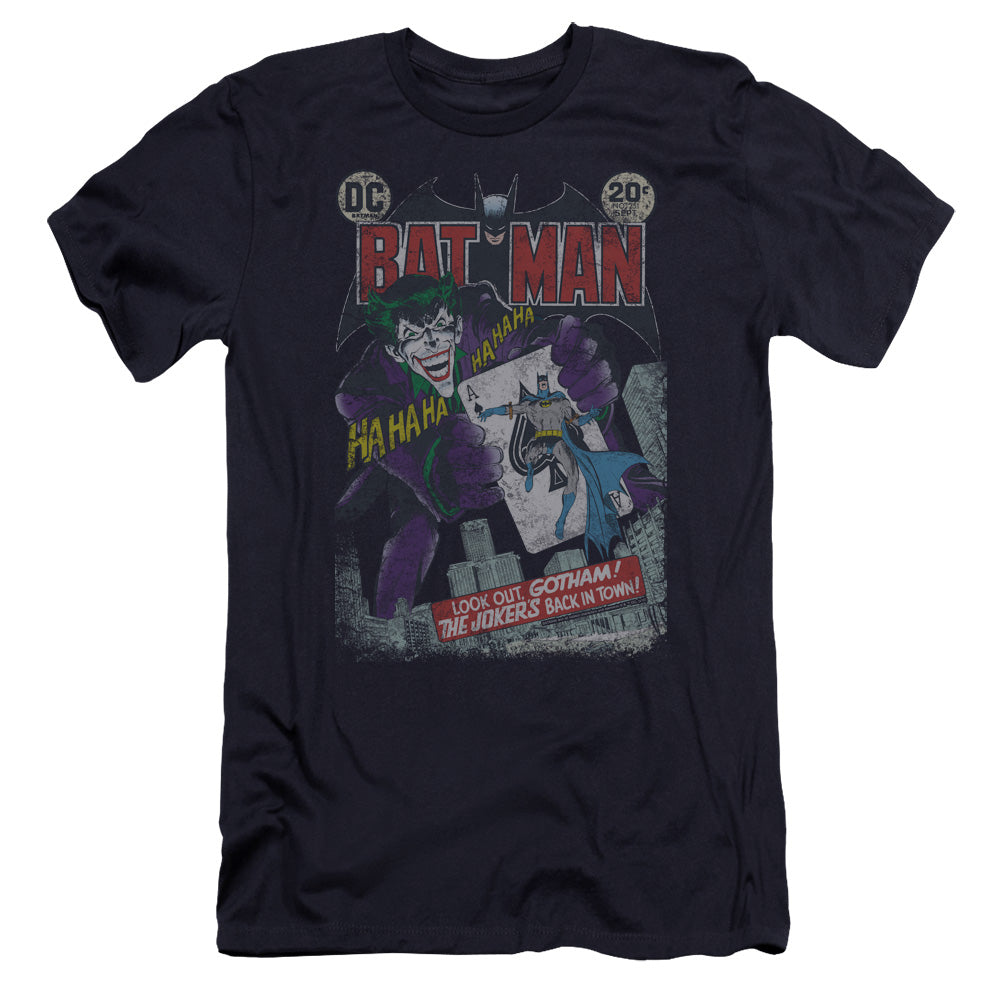 AN OFFCIALLY LICENSED BATMAN #251 DISTRESSED MEN'S PREMIUM SLIM FIT T-SHIRT NAVY