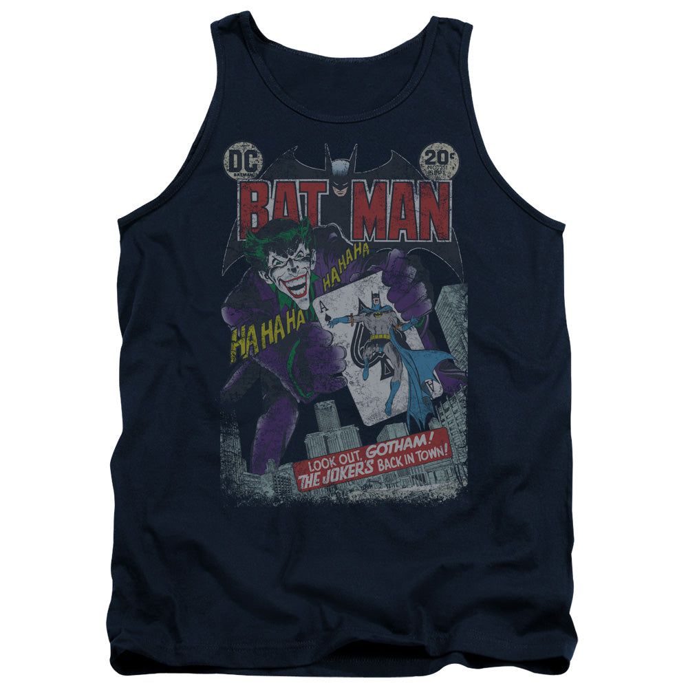 AN OFFCIALLY LICENSED BATMAN #251 DISTRESSED ADULT UNISEX TANK TOP NAVY