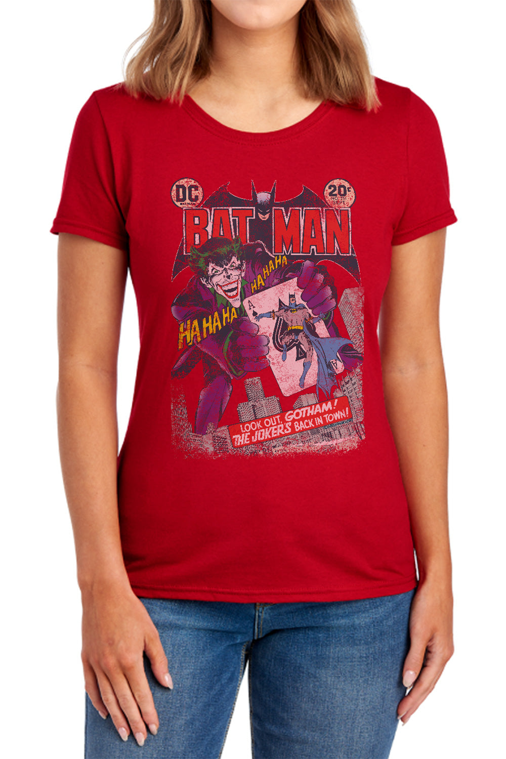 AN OFFCIALLY LICENSED BATMAN #251 DISTRESSED WOMEN'S REGULAR FIT T-SHIRT NAVY