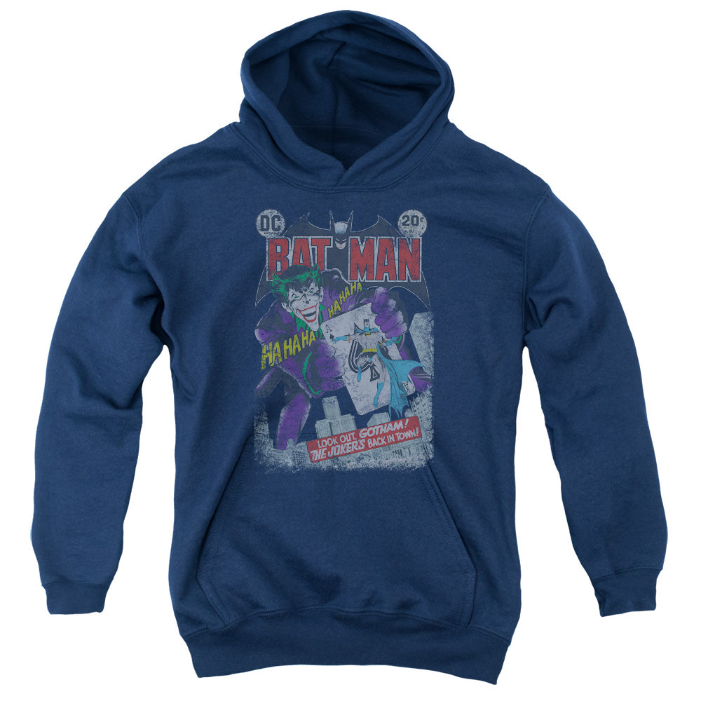 AN OFFCIALLY LICENSED BATMAN #251 DISTRESSED YOUTH HOODIE NAVY