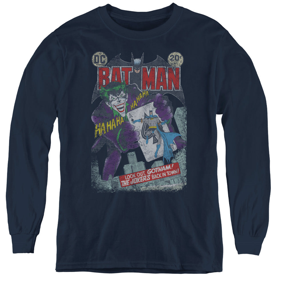 AN OFFCIALLY LICENSED BATMAN #251 DISTRESSED YOUTH LONG SLEEVE T-SHIRT NAVY