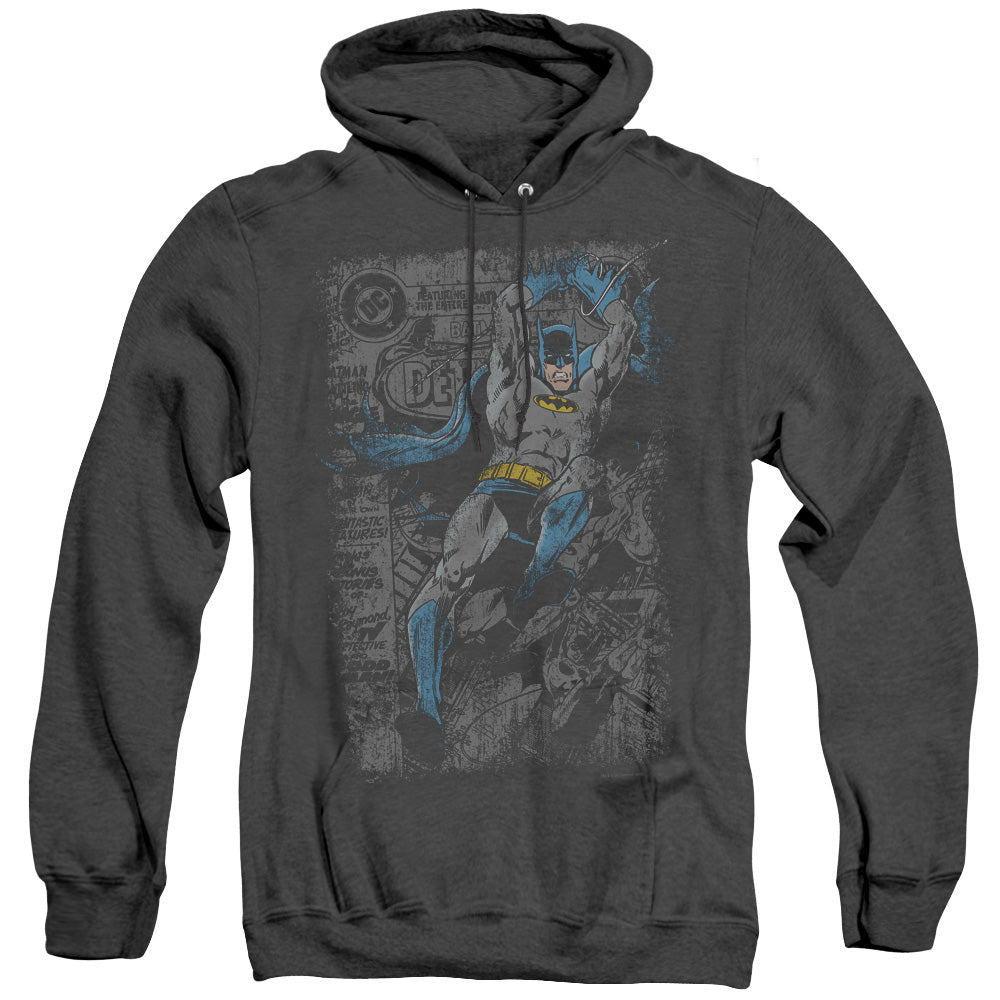 AN OFFCIALLY LICENSED BATMAN DETECTIVE #487 DISTRESS ADULT UNISEX HEATHER PULLOVER HOODIE BLACK