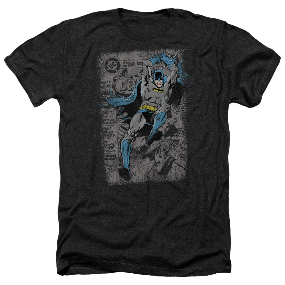 AN OFFCIALLY LICENSED BATMAN DETECTIVE #487 DISTRESS MEN'S HEATHER T-SHIRT CHARCOAL