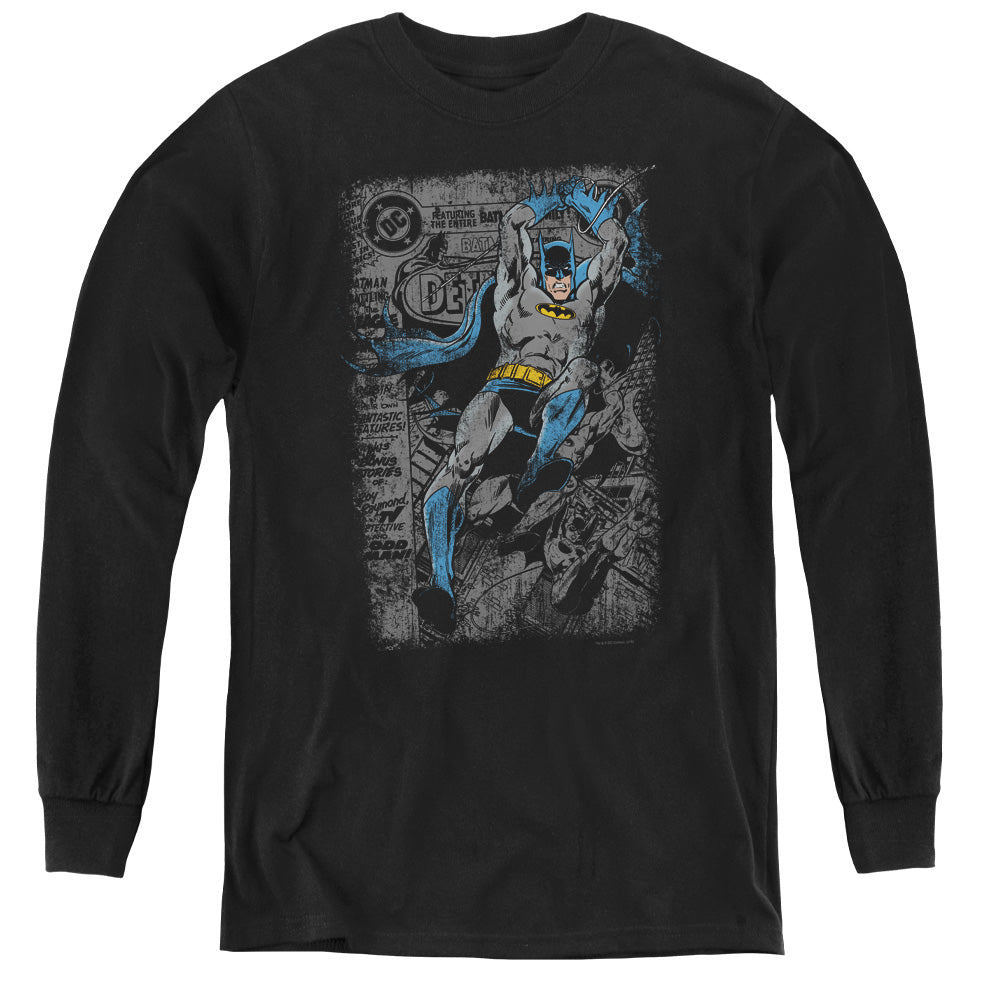 AN OFFCIALLY LICENSED BATMAN DETECTIVE #487 DISTRESS YOUTH LONG SLEEVE T-SHIRT BLACK