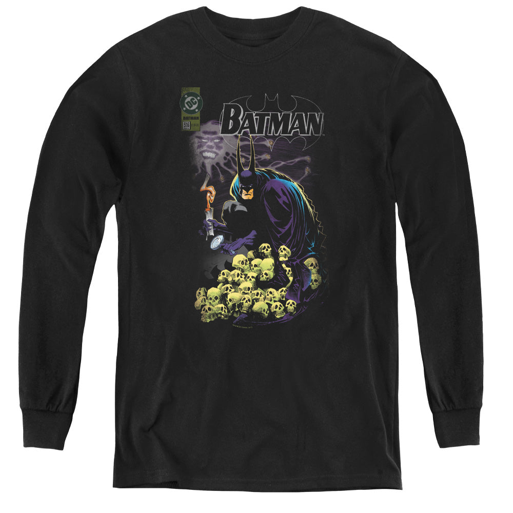 AN OFFCIALLY LICENSED BATMAN COVER #516 YOUTH LONG SLEEVE T-SHIRT BLACK
