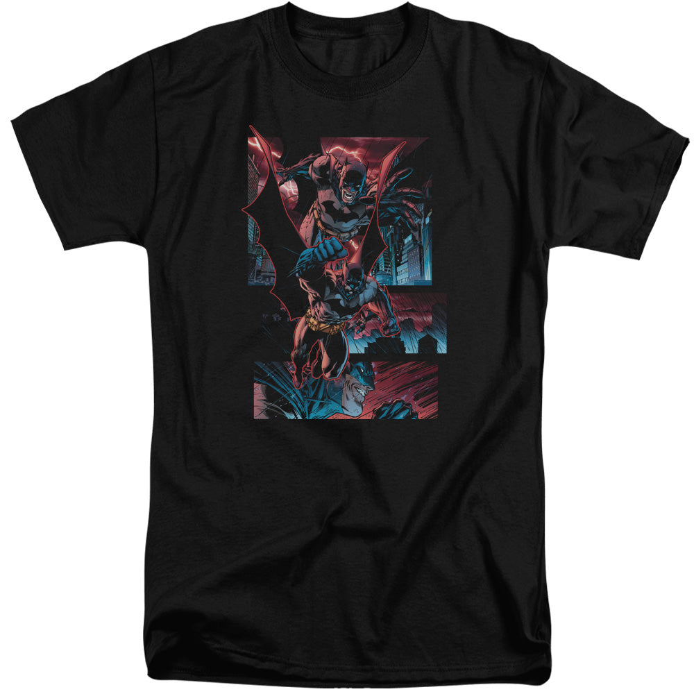 AN OFFCIALLY LICENSED BATMAN DARK KNIGHT PANELS MEN'S TALL FIT T-SHIRT BLACK