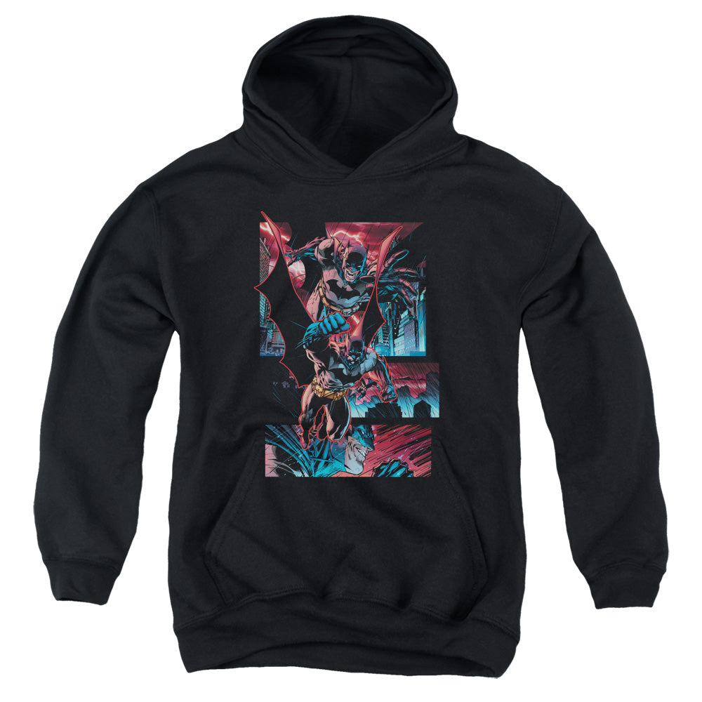 AN OFFCIALLY LICENSED BATMAN DARK KNIGHT PANELS YOUTH HOODIE BLACK