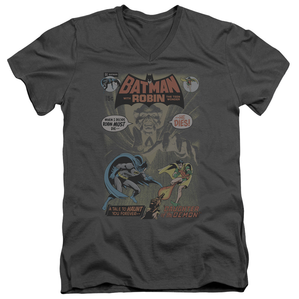AN OFFCIALLY LICENSED BATMAN #232 COVER MEN'S V-NECK T-SHIRT CHARCOAL
