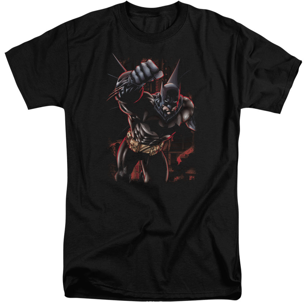 AN OFFCIALLY LICENSED BATMAN CRIMSON KNIGHT MEN'S TALL FIT T-SHIRT BLACK