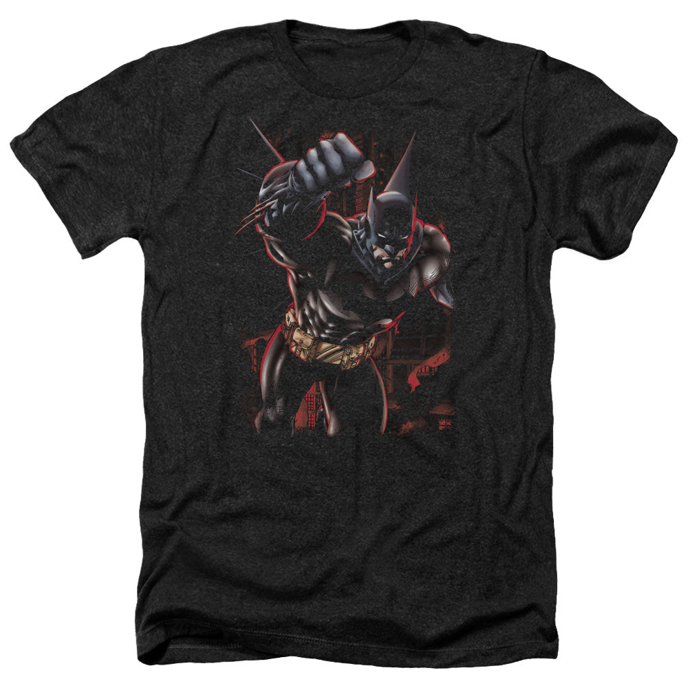 AN OFFCIALLY LICENSED BATMAN CRIMSON KNIGHT MEN'S HEATHER T-SHIRT CHARCOAL