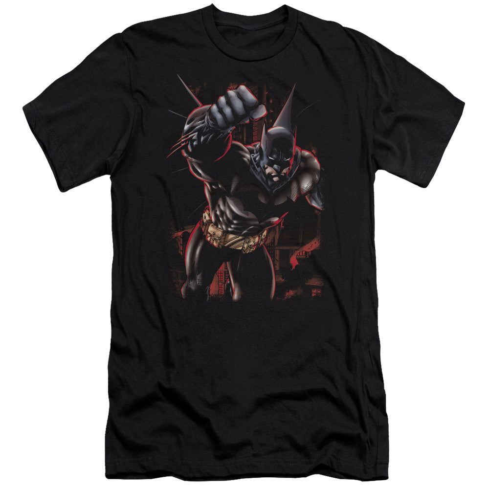 AN OFFCIALLY LICENSED BATMAN CRIMSON KNIGHT MEN'S PREMIUM SLIM FIT T-SHIRT BLACK