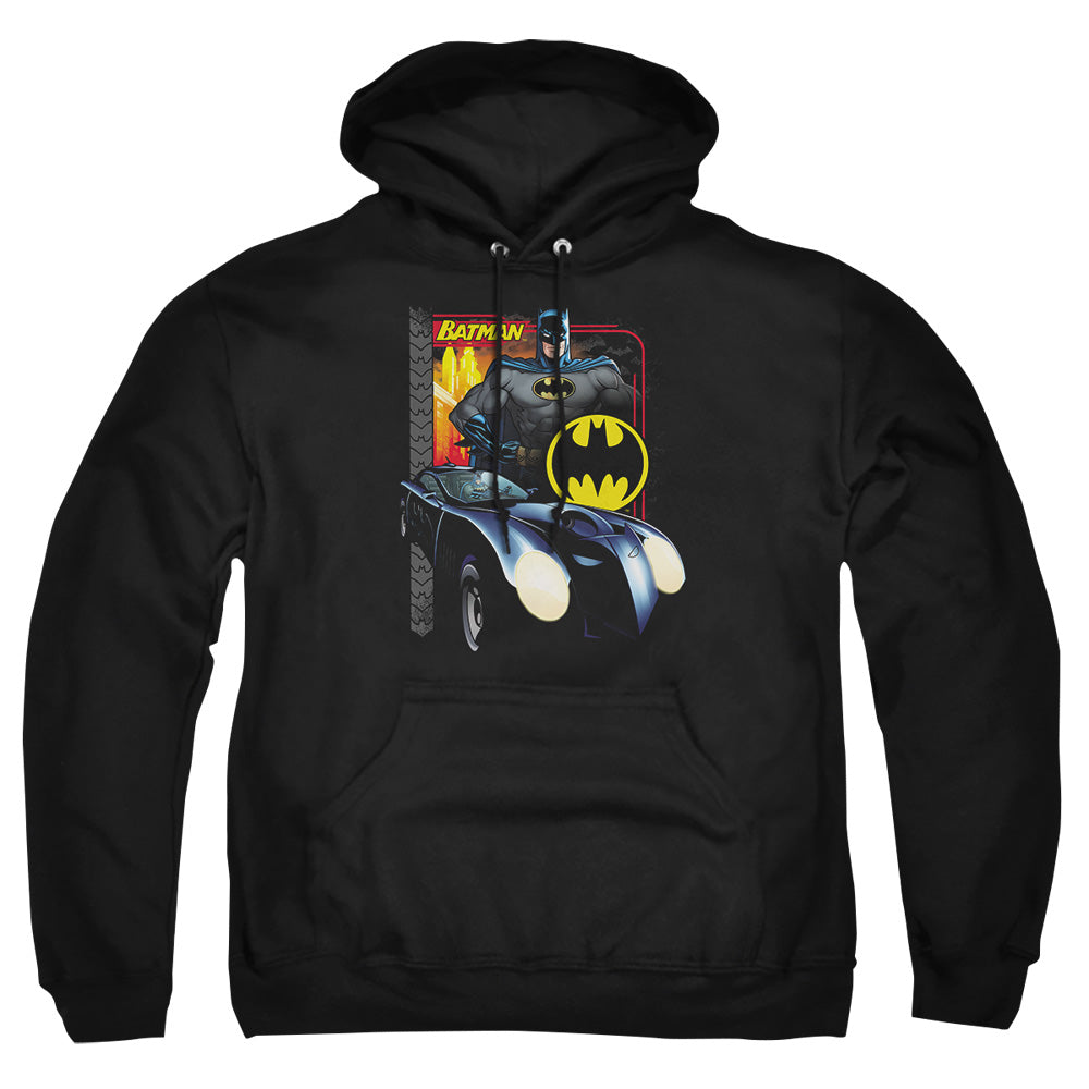 AN OFFCIALLY LICENSED BATMAN BAT RACING ADULT UNISEX PULLOVER HOODIE BLACK