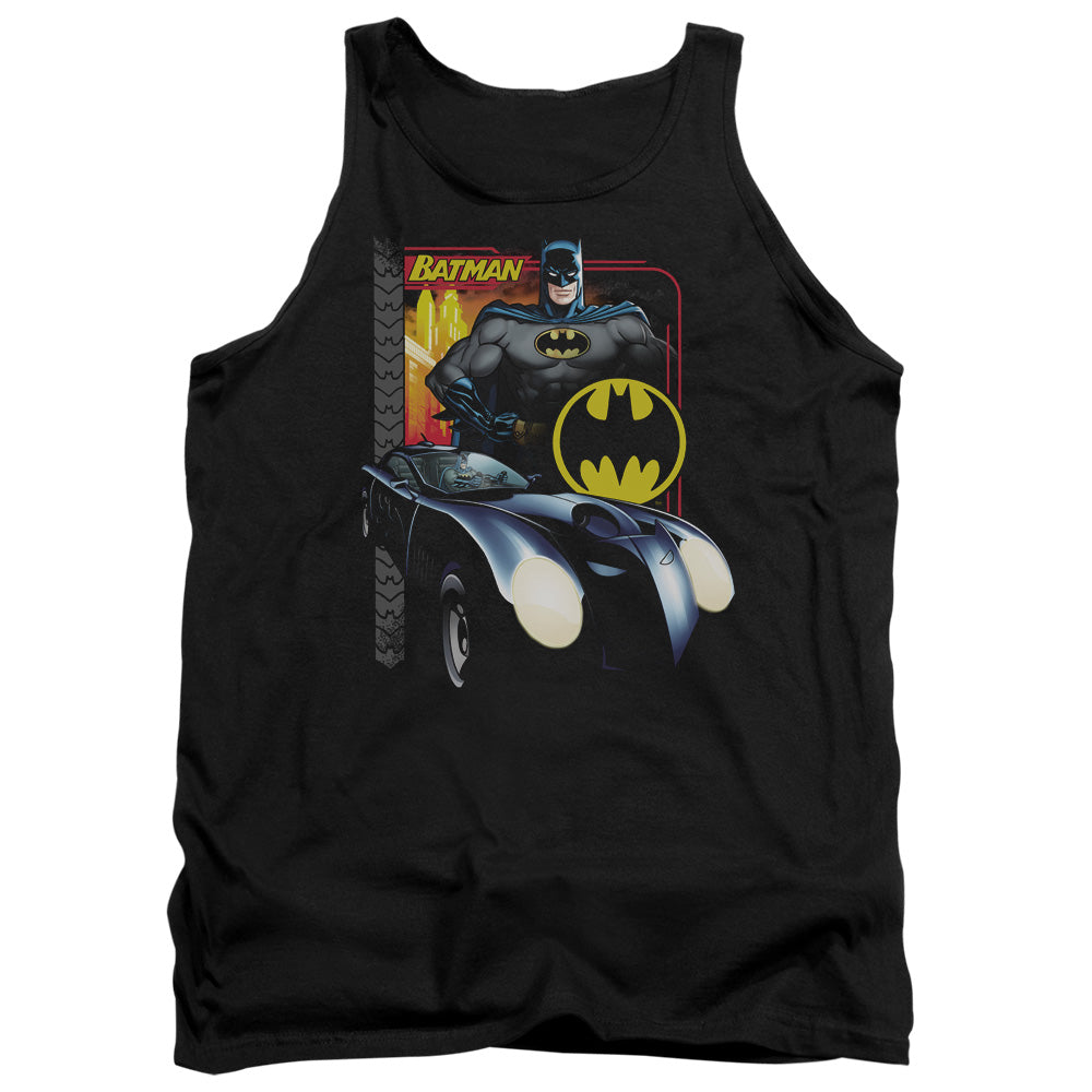 AN OFFCIALLY LICENSED BATMAN BAT RACING ADULT UNISEX TANK TOP BLACK