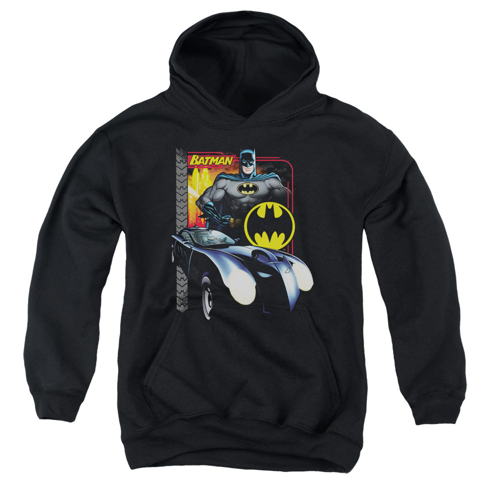 AN OFFCIALLY LICENSED BATMAN BAT RACING YOUTH HOODIE BLACK