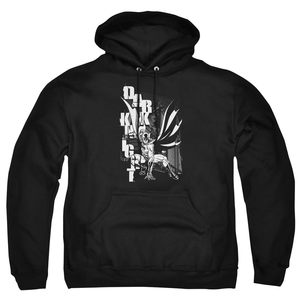 AN OFFCIALLY LICENSED BATMAN VERTICAL LETTERS ADULT UNISEX PULLOVER HOODIE BLACK