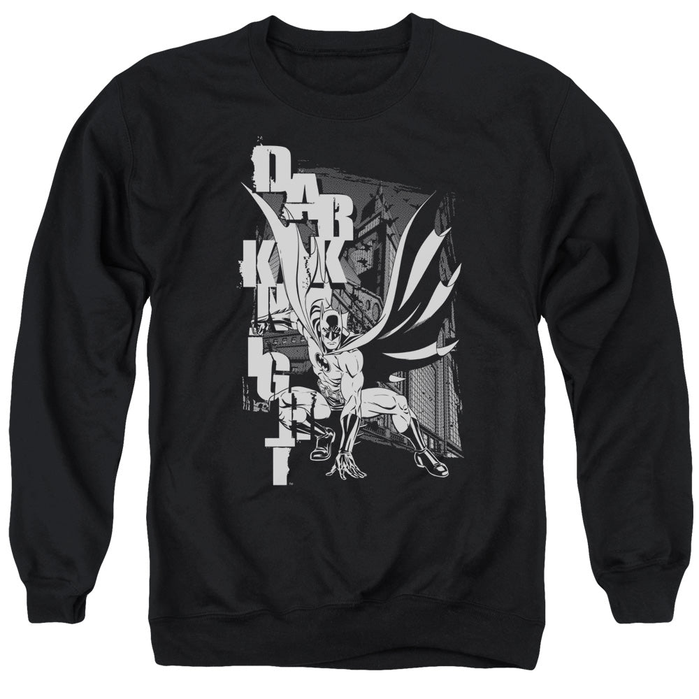 AN OFFCIALLY LICENSED BATMAN VERTICAL LETTERS ADULT UNISEX CREWNECK SWEATSHIRT BLACK
