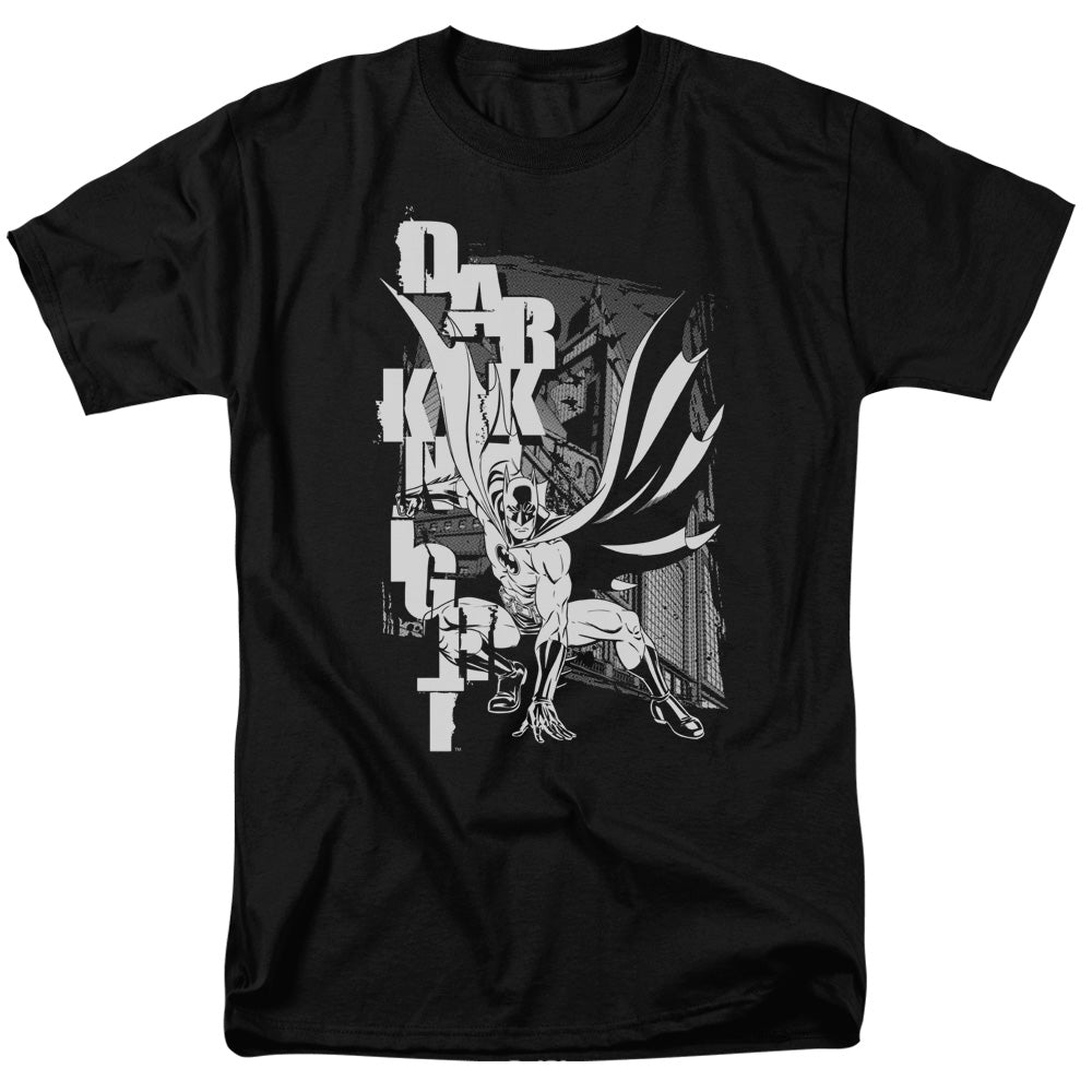 AN OFFCIALLY LICENSED BATMAN VERTICAL LETTERS MEN'S REGULAR FIT T-SHIRT BLACK