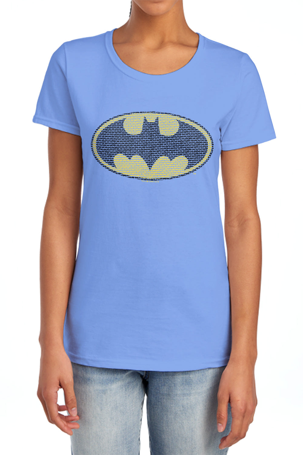 AN OFFCIALLY LICENSED BATMAN LITTLE LOGOS WOMEN'S REGULAR FIT T-SHIRT CHARCOAL
