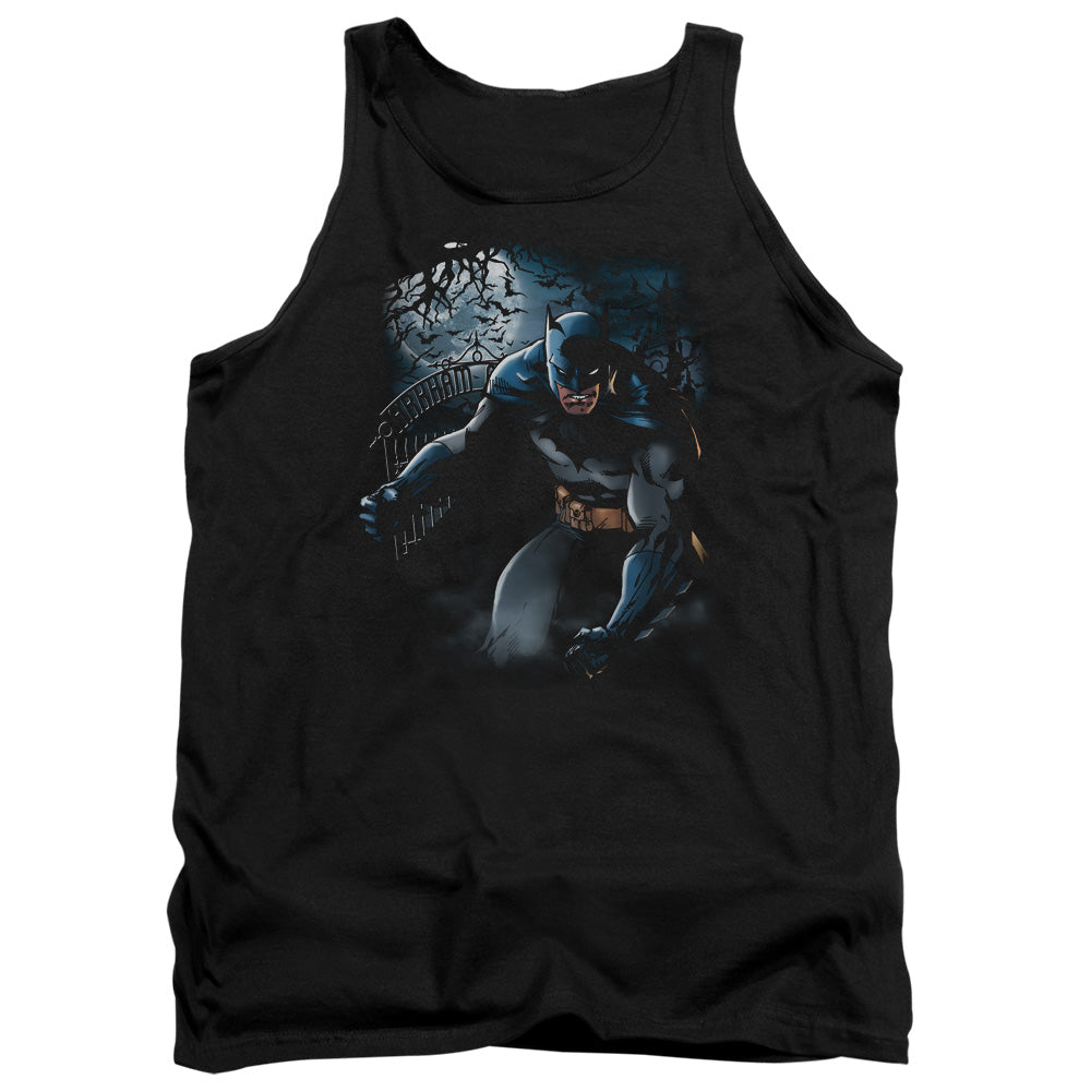 AN OFFCIALLY LICENSED BATMAN LIGHT OF THE MOON ADULT UNISEX TANK TOP BLACK