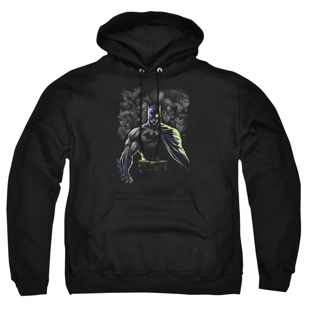 AN OFFCIALLY LICENSED BATMAN VILLAINS UNLEASHED ADULT UNISEX PULLOVER HOODIE BLACK