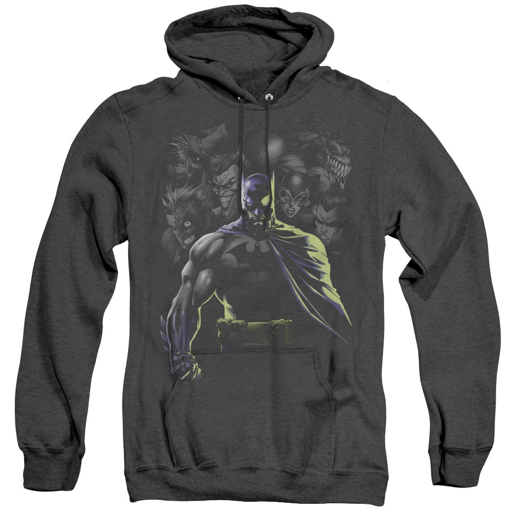 AN OFFCIALLY LICENSED BATMAN VILLAINS UNLEASHED ADULT UNISEX HEATHER PULLOVER HOODIE BLACK
