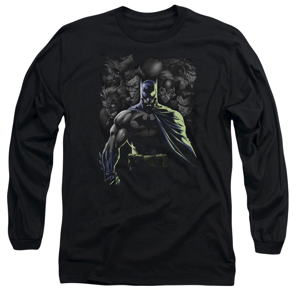 AN OFFCIALLY LICENSED BATMAN VILLAINS UNLEASHED MEN'S LONG SLEEVE T-SHIRT BLACK
