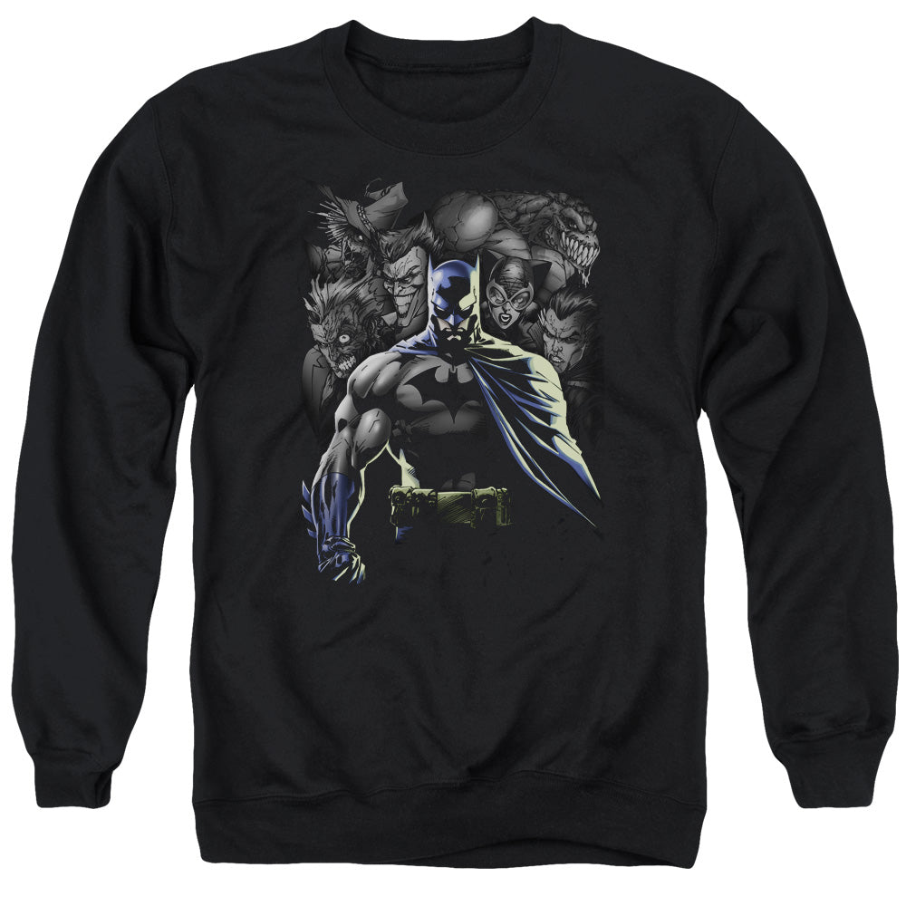 AN OFFCIALLY LICENSED BATMAN VILLAINS UNLEASHED ADULT UNISEX CREWNECK SWEATSHIRT BLACK
